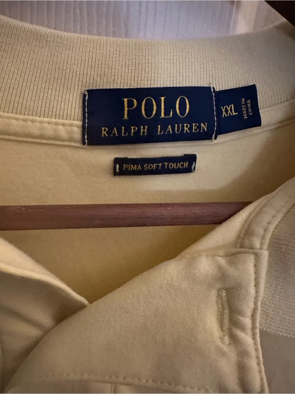 Ralph Lauren Men's Pale Yellow Polo Shirt with Pony Logo